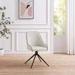 FurnitureboxUK 2x Beaumont Cream Fabric Swivel Dining Chairs - thumbnail 3