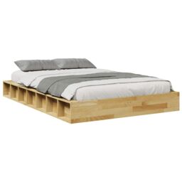 Berkfield Home Bed Frame without Mattress 120x190 cm Solid Wood Oak in Brown - thumbnail 5