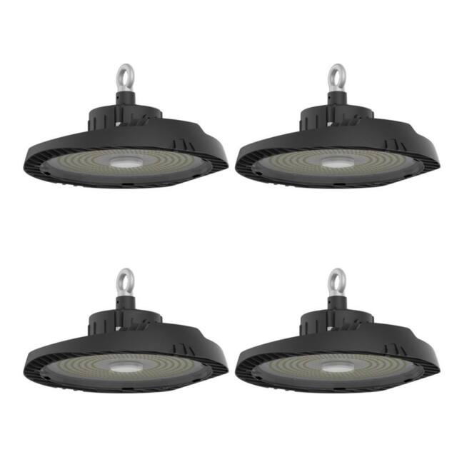 First Choice Lighting Set of 4 High Bay - 150W LED IP65 UFO Style Commercial Warehouse Light in Black - image 1