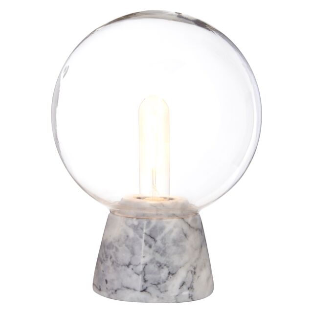 Orsina Contemporary Globe Lamp With Marble Base, Contrasting Bedside Table Light, Versatile Modern Lamp in Grey - image 1
