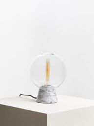 Orsina Contemporary Globe Lamp With Marble Base, Contrasting Bedside Table Light, Versatile Modern Lamp in Grey - thumbnail 2