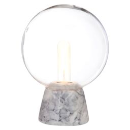 Orsina Contemporary Globe Lamp With Marble Base, Contrasting Bedside Table Light, Versatile Modern Lamp in Grey - thumbnail 1