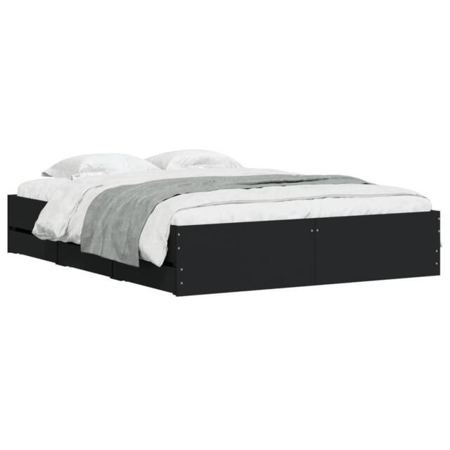 Berkfield Home Modern Bed Frame with Drawers without Mattress Black 150x200 cm K - Size: King - image 1