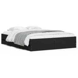 Berkfield Home Modern Bed Frame with Drawers without Mattress Black 150x200 cm K - Size: King - thumbnail 3