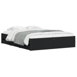 Berkfield Home Modern Bed Frame with Drawers without Mattress Black 150x200 cm K - Size: King - thumbnail 1