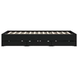Berkfield Home Modern Bed Frame with Drawers without Mattress Black 150x200 cm K - Size: King - thumbnail 7