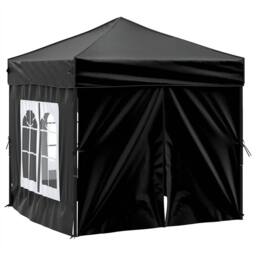 Berkfield Home Folding Party Tent with Sidewalls Black 2x2 m - thumbnail 3