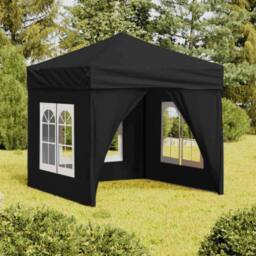 Berkfield Home Folding Party Tent with Sidewalls Black 2x2 m - thumbnail 2