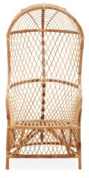 Orsina Brown Natural Rattan Canopy High Back Chair, Rattan Arm Chair with Sun Shade, Hand-Woven Rattan Patio Chair - Size: Armchair