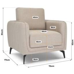 Bravich LTD Brixton Armchair - Modern Fabric Accent Chair with Steel Legs in Cream - thumbnail 7