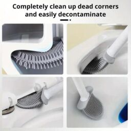 Nes Home Silicone Toilet Brushes with Wall Mounted Toilet Brush Holder White - thumbnail 2