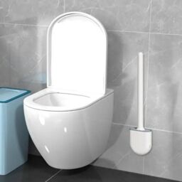 Nes Home Silicone Toilet Brushes with Wall Mounted Toilet Brush Holder White - thumbnail 4