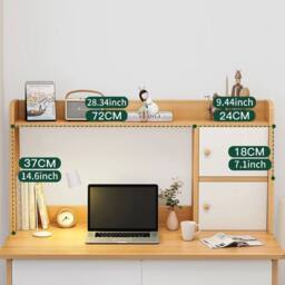KORVIXA Wooden Computer Desk Home Office Writing Desk in Natural - Size: 100 cm x 100 cm - thumbnail 5