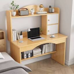 KORVIXA Wooden Computer Desk Home Office Writing Desk in Natural - Size: 100 cm x 100 cm - thumbnail 3