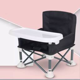 VOGREX Baby Highchair Foldable Infant Feeding Toddler Table Chair Portable Seat Travel in Black - thumbnail 6