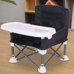 VOGREX Baby Highchair Foldable Infant Feeding Toddler Table Chair Portable Seat Travel in Black - thumbnail 5
