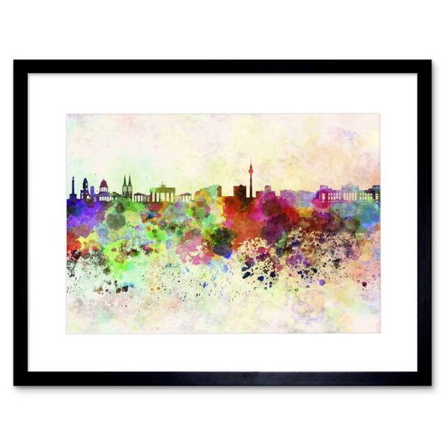 "Artery8 Painting Cityscape Paint Splash Skyline Berlin 12x16"" Framed Art Print - Size: W12"" x H16""" - image 1