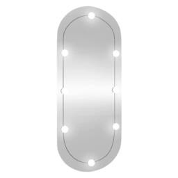 Berkfield Home Wall Mirror with LED Lights 45x100 cm Glass Oval in Silver