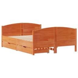 Berkfield Home Bed Frame without Mattress Wax Brown 120x200 cm Solid Wood Pine - Size: Small Double - thumbnail 3