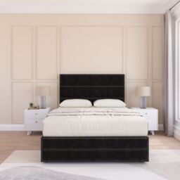 Sloomy Monaco Divan Bed Set With No drawers & Matching Footboard - Plush Velvet in Black - Size: King - thumbnail 1
