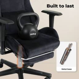 VOGREX Black Adjustable Reclining Gaming Office Chair - thumbnail 3