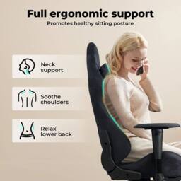 VOGREX Black Adjustable Reclining Gaming Office Chair - thumbnail 6
