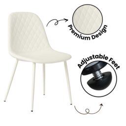 KOSY KOALA Modern Dining Table Set with 4 Cream Gem Pattern Chairs Dining Room Furniture in Brown - thumbnail 7