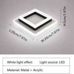 SPETLEK 24W Modern LED Ceiling Light Square Chandelier Cold White Pedant Lamp in Black - thumbnail 2