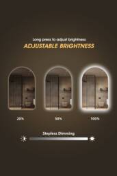 Fascinate Arched LED Bathroom Mirror - Tempered Glass, Anti-Fog Backlit, 80x50cm Dimmable in Silver - Size: 50 cm x 80 cm - thumbnail 3
