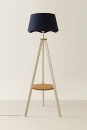 ValueLights Morrigan Painted Cream Tripod Floor Lamp with Scalloped Lamp Shade in Navy - thumbnail 3