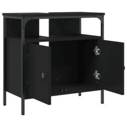 Berkfield Home Sturdy Bathroom Sink Cabinet Black 60x30x60 cm Engineered Wood - Size: 60 x 30 x 60 cm - thumbnail 6