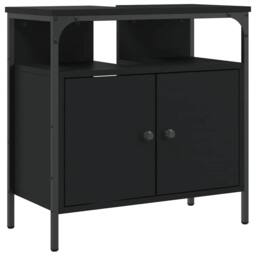 Berkfield Home Sturdy Bathroom Sink Cabinet Black 60x30x60 cm Engineered Wood - Size: 60 x 30 x 60 cm - thumbnail 3