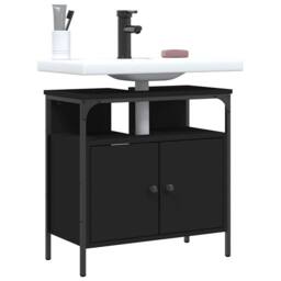 Berkfield Home Sturdy Bathroom Sink Cabinet Black 60x30x60 cm Engineered Wood - Size: 60 x 30 x 60 cm - thumbnail 2