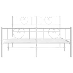 Berkfield Home Metal Bed Frame with Headboard & Footboard White 120x190 cm Small Double - thumbnail 4