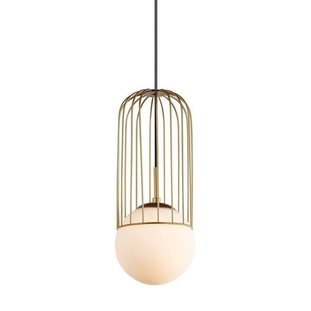 Netlighting Modern Hanging Pendant Golden 1 Light with Gold White Shade E27 - image 1