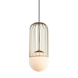 Netlighting Modern Hanging Pendant Golden 1 Light with Gold White Shade E27 - thumbnail 1