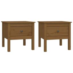Berkfield Home Side Tables 2 pcs Honey Brown 50x50x49 cm Solid Wood Pine - Size: 50 x 50 x 49 cm - thumbnail 2