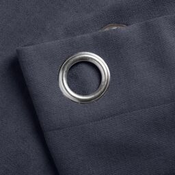 Luxury Living Velvet Chenille Eyelet Curtains Ready Made Pair in Navy - Size: 142 cm width x 229 cm drop - thumbnail 5