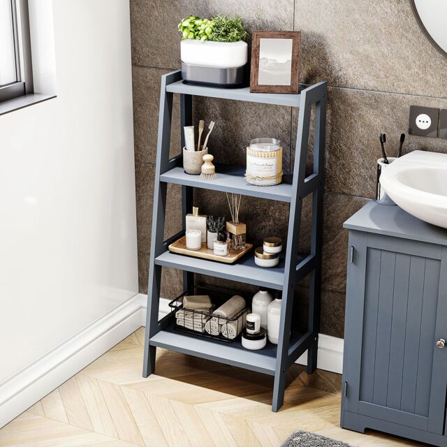 Home Discount Hayle 4 Tier Step Ladder Unit Bathroom Furniture in Grey - image 1