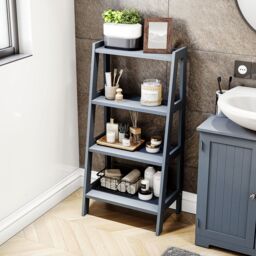 Home Discount Hayle 4 Tier Step Ladder Unit Bathroom Furniture in Grey - thumbnail 1