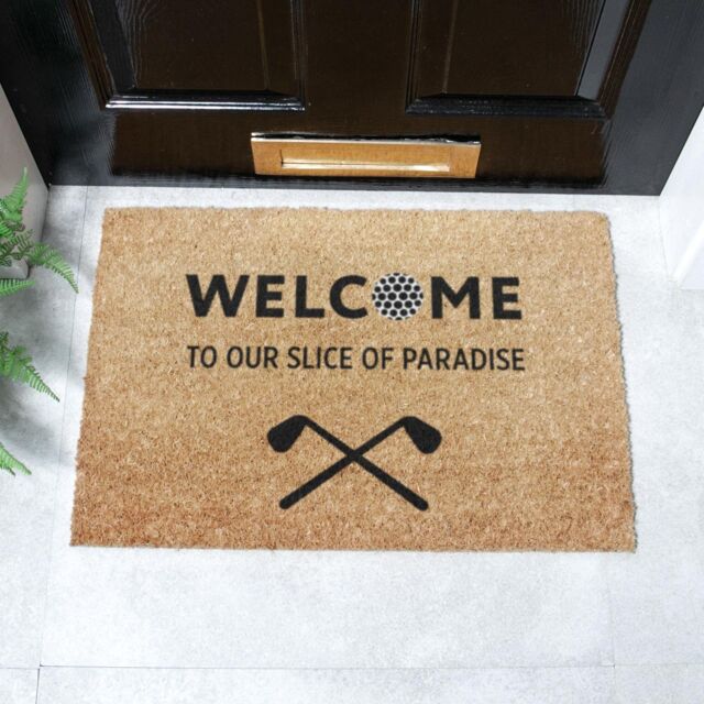 Artsy Mats Welcome To Our Slice of Paradise Doormat (60 x 40cm) in Brown - Size: 40 cm x 60 cm - image 1