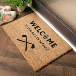 Artsy Mats Welcome To Our Slice of Paradise Doormat (60 x 40cm) in Brown - Size: 40 cm x 60 cm - thumbnail 2