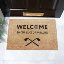Artsy Mats Welcome To Our Slice of Paradise Doormat (60 x 40cm) in Brown - Size: 40 cm x 60 cm - thumbnail 1
