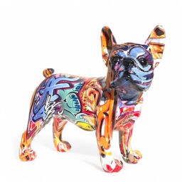 Animal Crackers Graffiti Art Standing French Bulldog Figurine Bright Colour Decoration - thumbnail 1