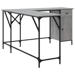 Berkfield Home Desk Grey Sonoma 141x141x75 cm Engineered Wood - Size: 141 x 141 x 75 cm - thumbnail 6