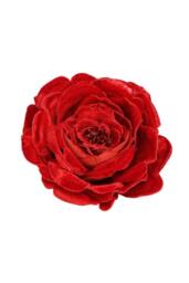 KDMD Red Vintage Velvet Rose with Clip Dia15cm - thumbnail 1