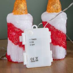 Samuel Alexander 15cm Set of 5 Christmas Candle Ornaments with 30 Cool White LEDs in Red - thumbnail 6