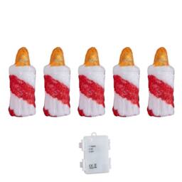 Samuel Alexander 15cm Set of 5 Christmas Candle Ornaments with 30 Cool White LEDs in Red - thumbnail 8