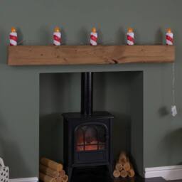 Samuel Alexander 15cm Set of 5 Christmas Candle Ornaments with 30 Cool White LEDs in Red - thumbnail 7