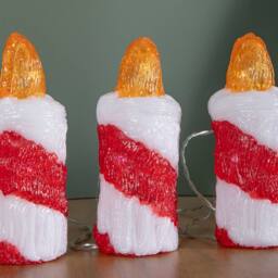 Samuel Alexander 15cm Set of 5 Christmas Candle Ornaments with 30 Cool White LEDs in Red - thumbnail 5